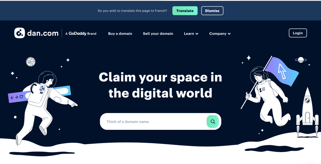Capture d'écran de la page d'accueil du site dan.com