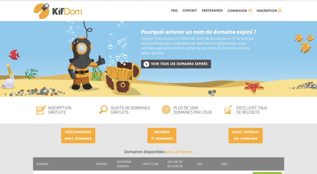 Capture d'écran de la page d'accueil du site kifdom.com
